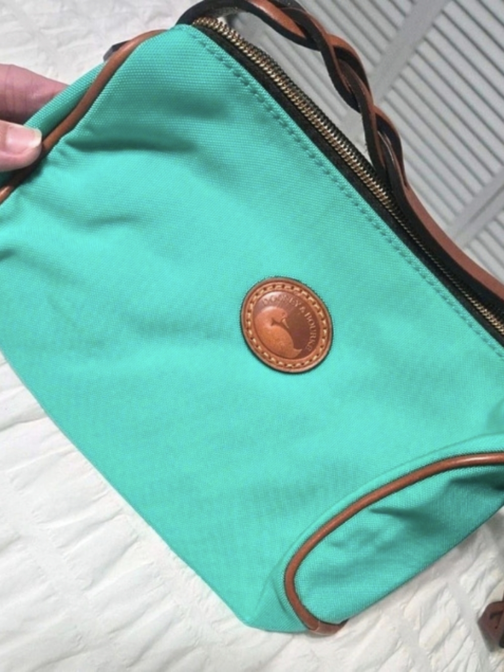 NWOT Vintage Dooney & Bourke Teal Nylon Small Barrel Bag